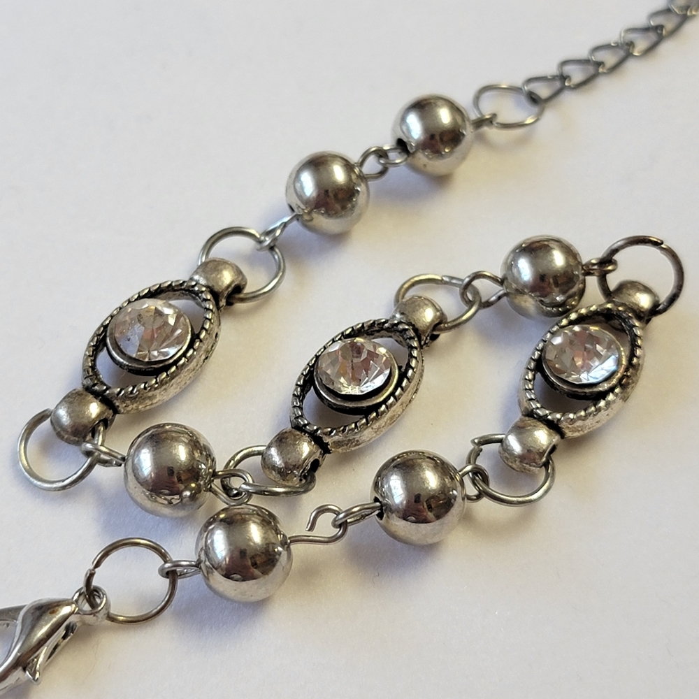 Silver Rhinestone Bracelet Fashion Jewelry Adjustable Length New With Tags